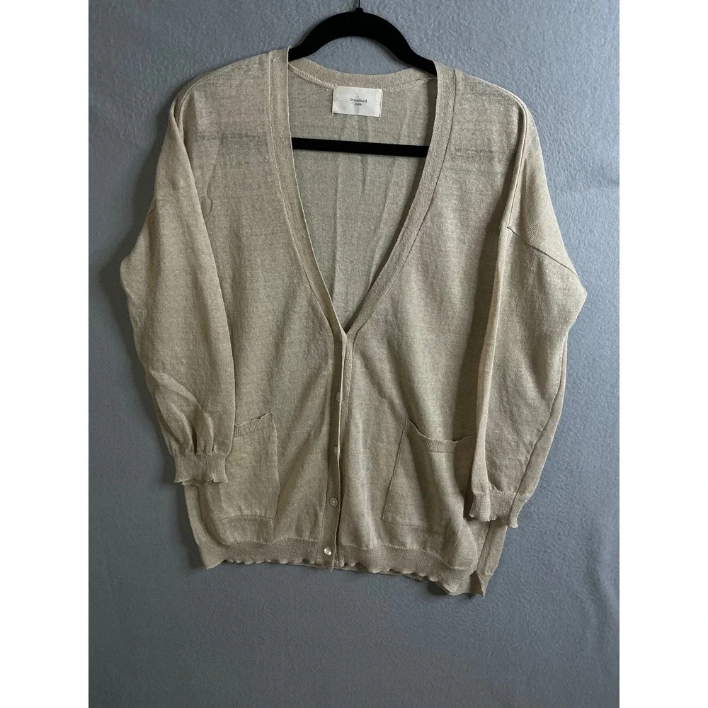 Standard Luxe Cardigan Women's Medium Open Front Pockets‎ Lightweight